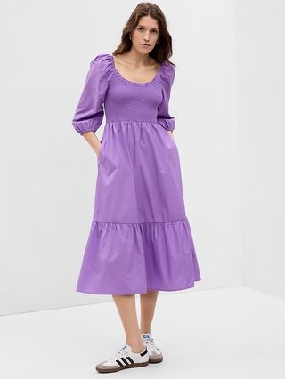 Puff Sleeve Smocked Midi Dress | Gap (US)