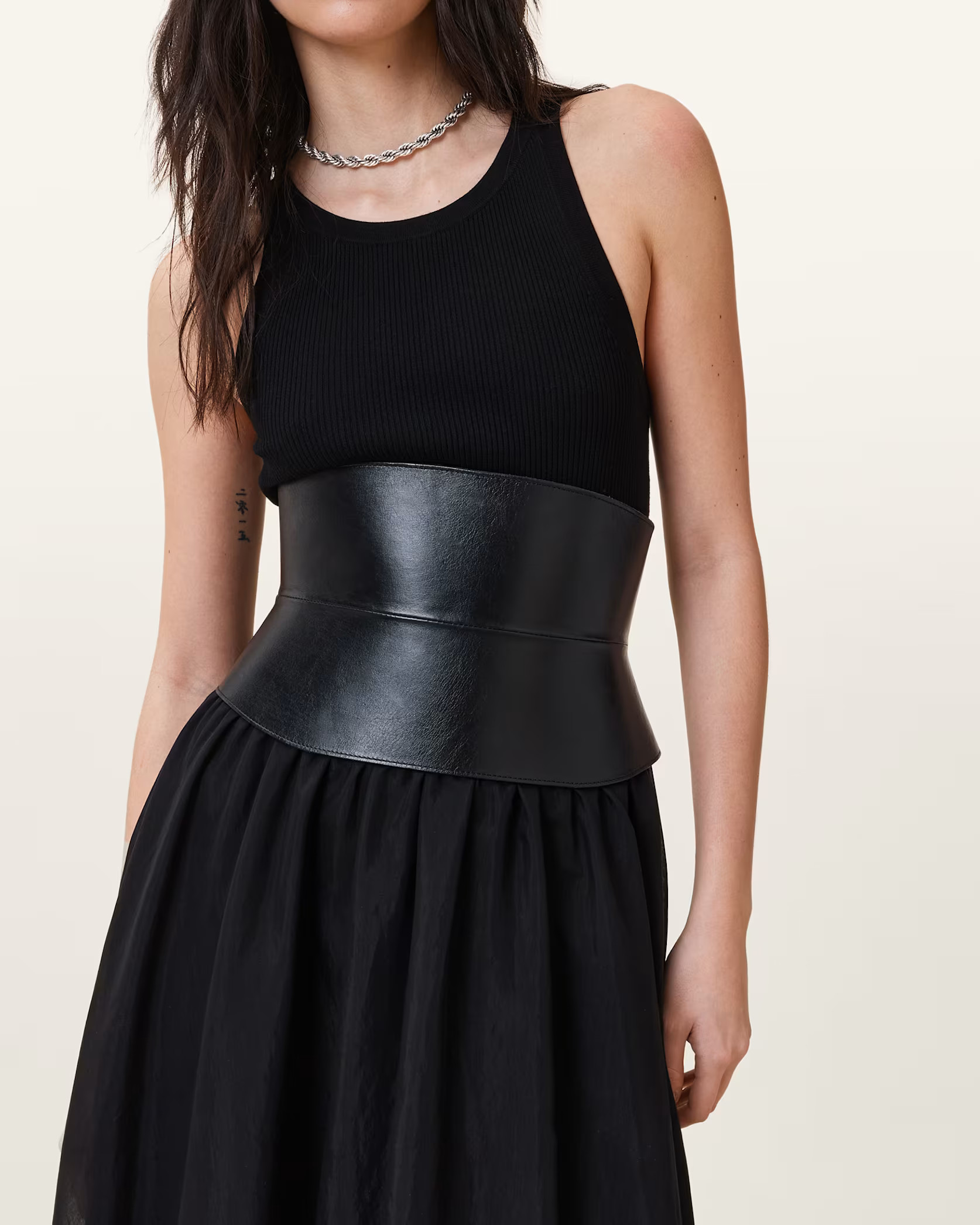 Oakleigh Leather Corset Belt BLACK/ANTQ NICKEL | ALLSAINTS US | AllSaints US