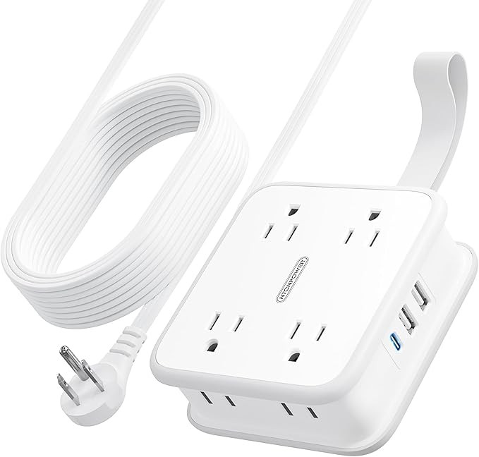 NTONPOWER Extension Cord with 3 USB Ports, 8 Widely Spaced Outlets Flat Extension Cord 6 Feet, Sm... | Amazon (US)