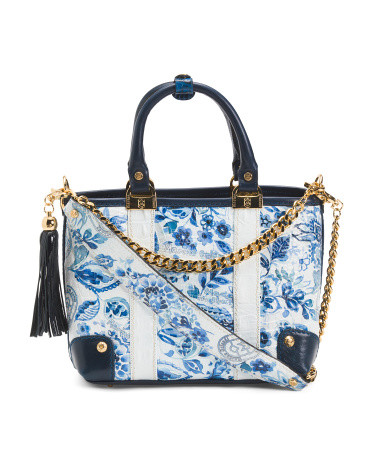 Made In Italy Leather Hand Painted Satchel | TJ Maxx