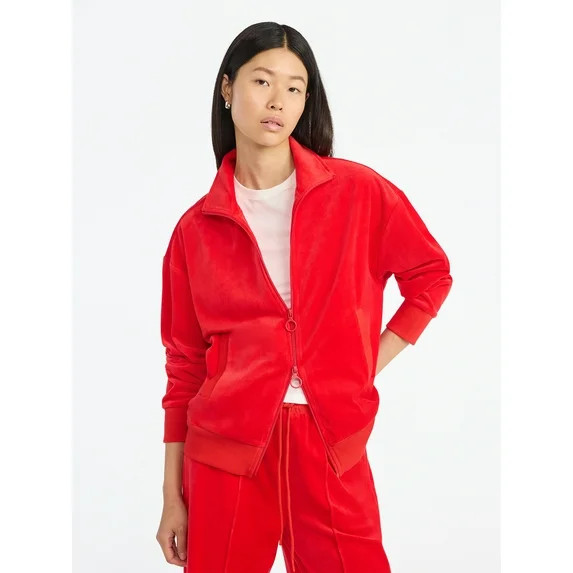 Scoop Women’s Velour Track Jacket, Lightweight, Sizes XS-XXL | Walmart (US)