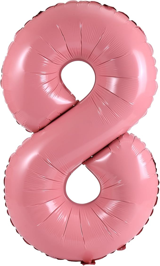 40 Inch Large Foil Helium Number Balloon Birthday Wedding Party 0-9 (Baby Pink, 8) | Amazon (US)