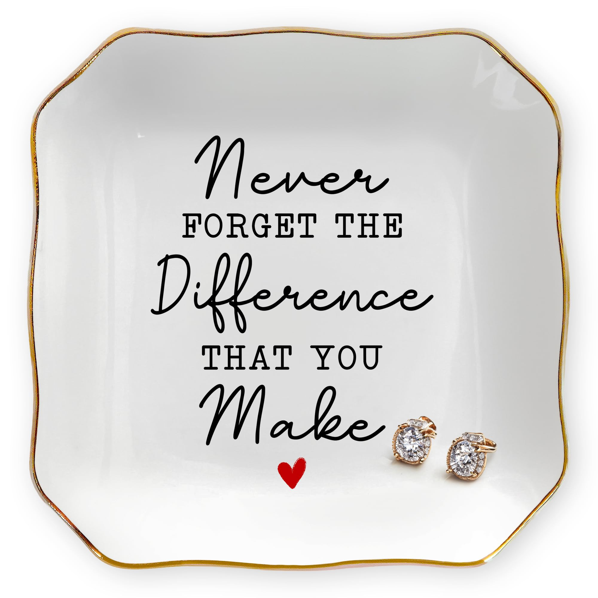 OASSIE Teacher Appreciation Gifts for Women - 4"x4" Ceramic Jewelry Dish Tray - Mothers Day Birth... | Amazon (US)
