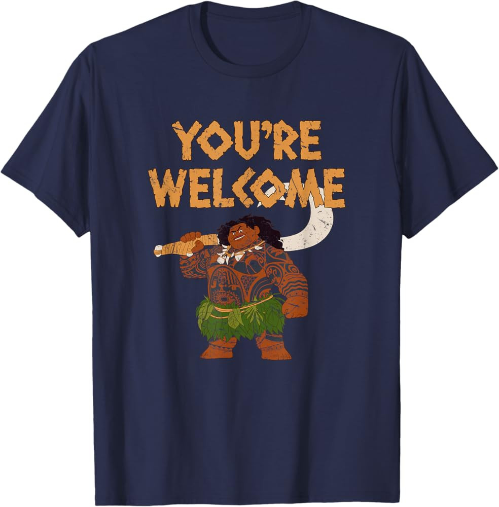 Disney Moana Maui Confident Pose You're Welcome Retro Logo T-Shirt | Amazon (US)