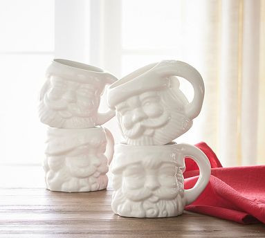 Santa Claus Ceramic Mugs - White Glaze | Pottery Barn (US)
