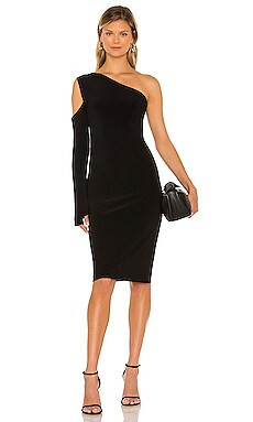 Norma Kamali One Shoulder One Sleeve Dress in Black from Revolve.com | Revolve Clothing (Global)