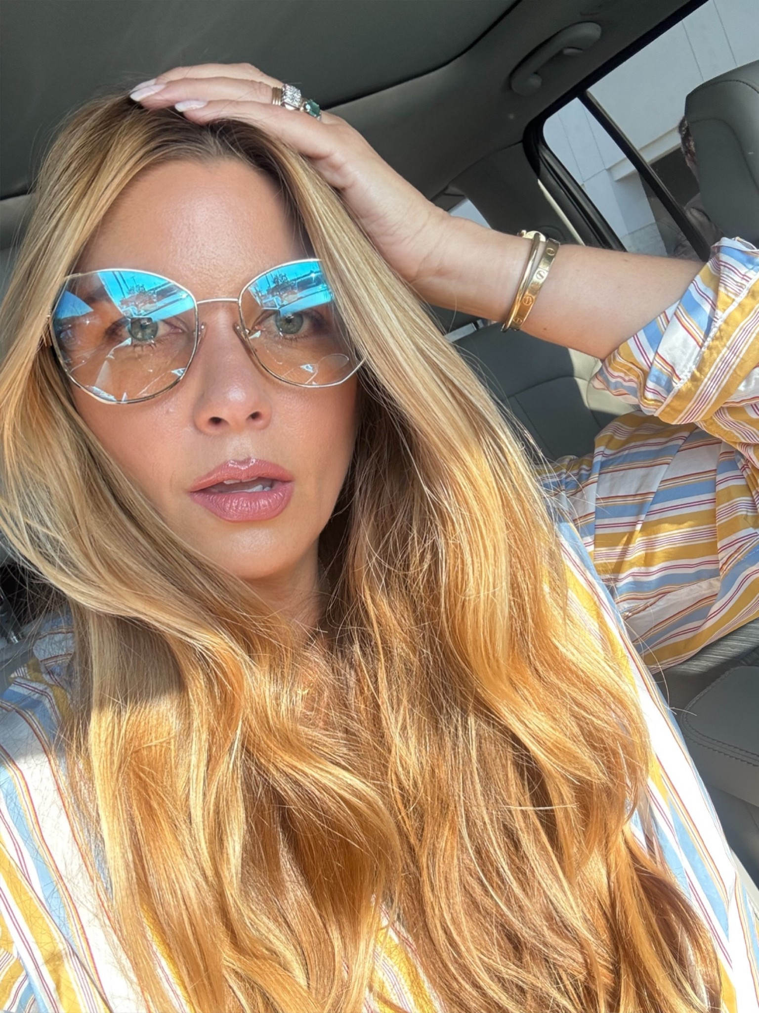 Another look. 

I love the lightly tinted, blue blocking lenses of these glasses. So chic. 👓💎 shirt size medium and on sale. Lip: Armani 503

#LTKCyberWeek