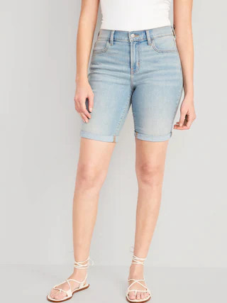 Mid-Rise Wow Jean Shorts for Women -- 9-inch inseam | Old Navy (US)