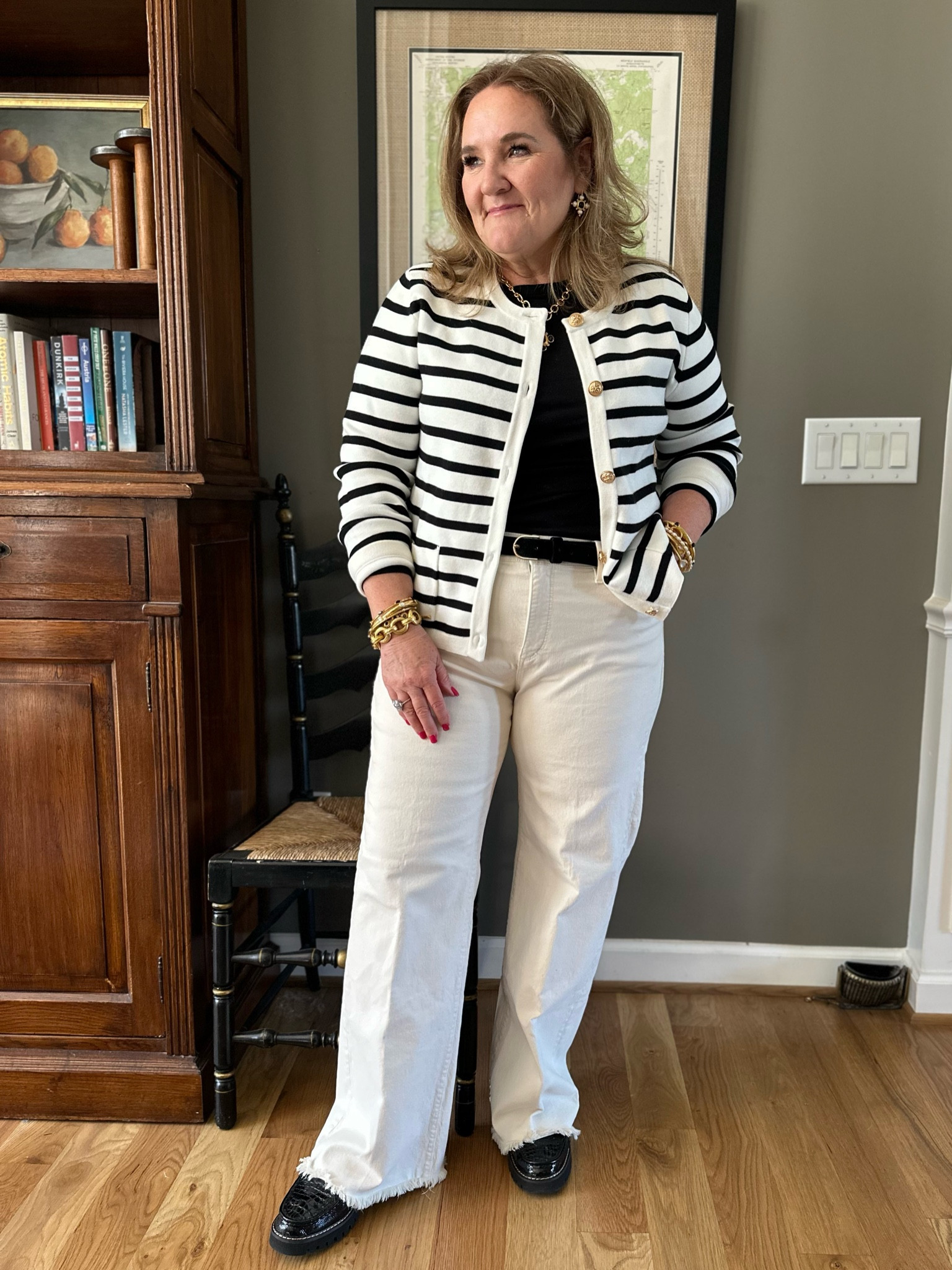 One of my favorite outfits and it’s all on sale. The lady jacket cardigan is a staple in your closet if you have one at another color. If you don’t get one or two.  I order a size XL.
The jeans are denim by Ann Taylor and I’ve loved them. Wearing a size 12.
My slingback loafers were a favorite all last season, and our back with a bit more of a platform, on the Nordstrom anniversary sale,  true to size 
My black top is also on an Amazon prime deal, I size up to an XXL. They are buttery soft and a bit compressive.  

#LTKMidsize #LTKOver40 #LTKWorkwear