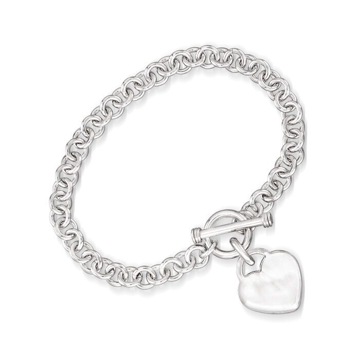 Sterling Silver Personalized Heart Toggle Bracelet. 7" | Ross-Simons