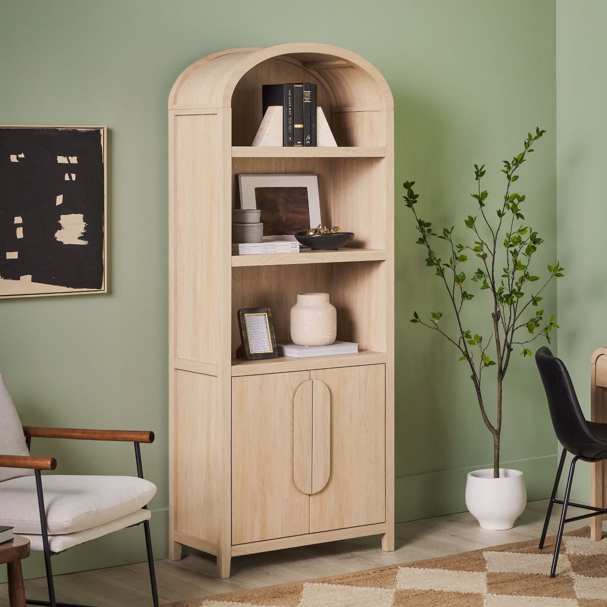Saracina Home 76" 3 Shelf Arched Bookcase Cabinet | Target