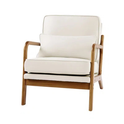 Mid-Century Modern Accent Chair Linen Fabric Armchair with 5.7 in Cushion | Wayfair North America