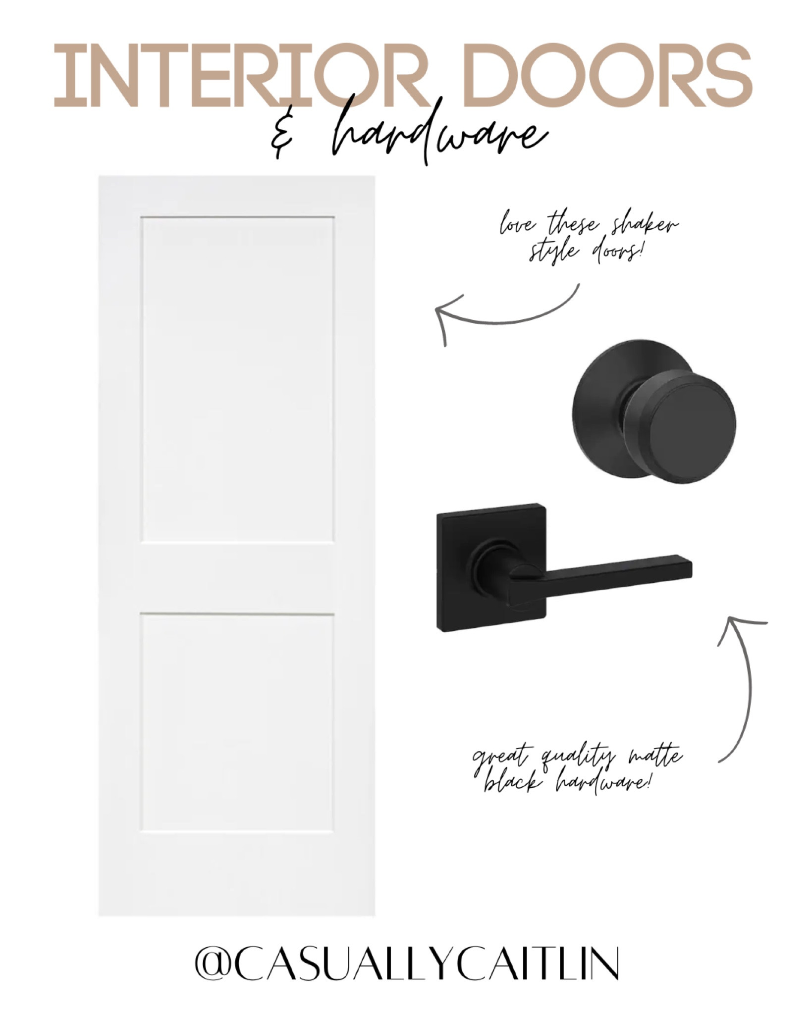 Interior doors & hardware! I have these matte black knobs on my doors and they are great quality! 

Shaker style interior doors, doors for home, bedroom doors, white interior door, matte black hardware, black door knob, black door handle, home finishes 

#LTKhome #LTKFind #LTKstyletip