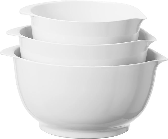 OGGI Melamine Mixing Bowls w/Pour Spout - 3 pc Set, White,9.5 quarts | Amazon (US)
