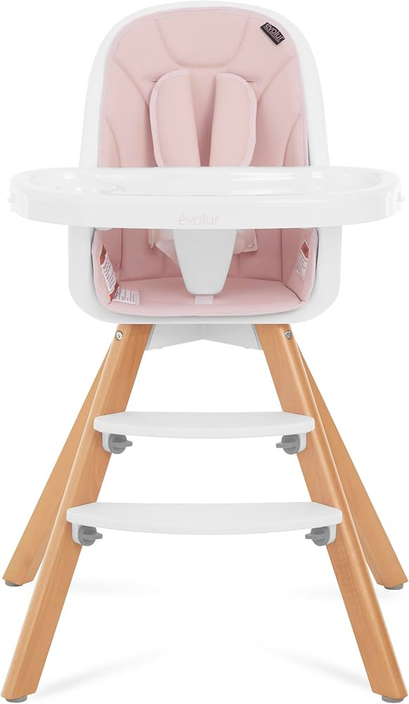 Evolur Zoodle 2 in 1 Convertible Baby High Chair in Pink, Easy to Clean, Adjustable and Removable... | Amazon (US)