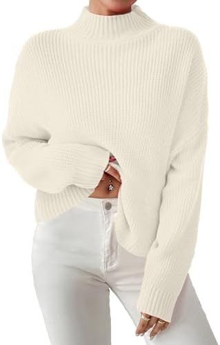 SunnyMelody Womens Cropped Mock Neck Sweater Fall Ribbed Knit Pullover Sweaters Jumper Lightweigh... | Amazon (US)