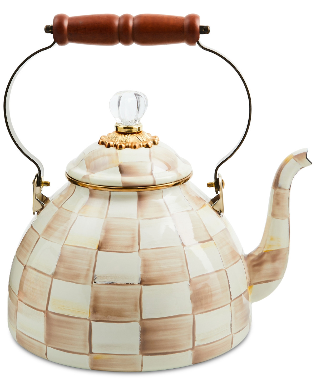 Mackenzie-Childs Mocha Check 3-Qt. Tea Kettle - Mocha | Macy's