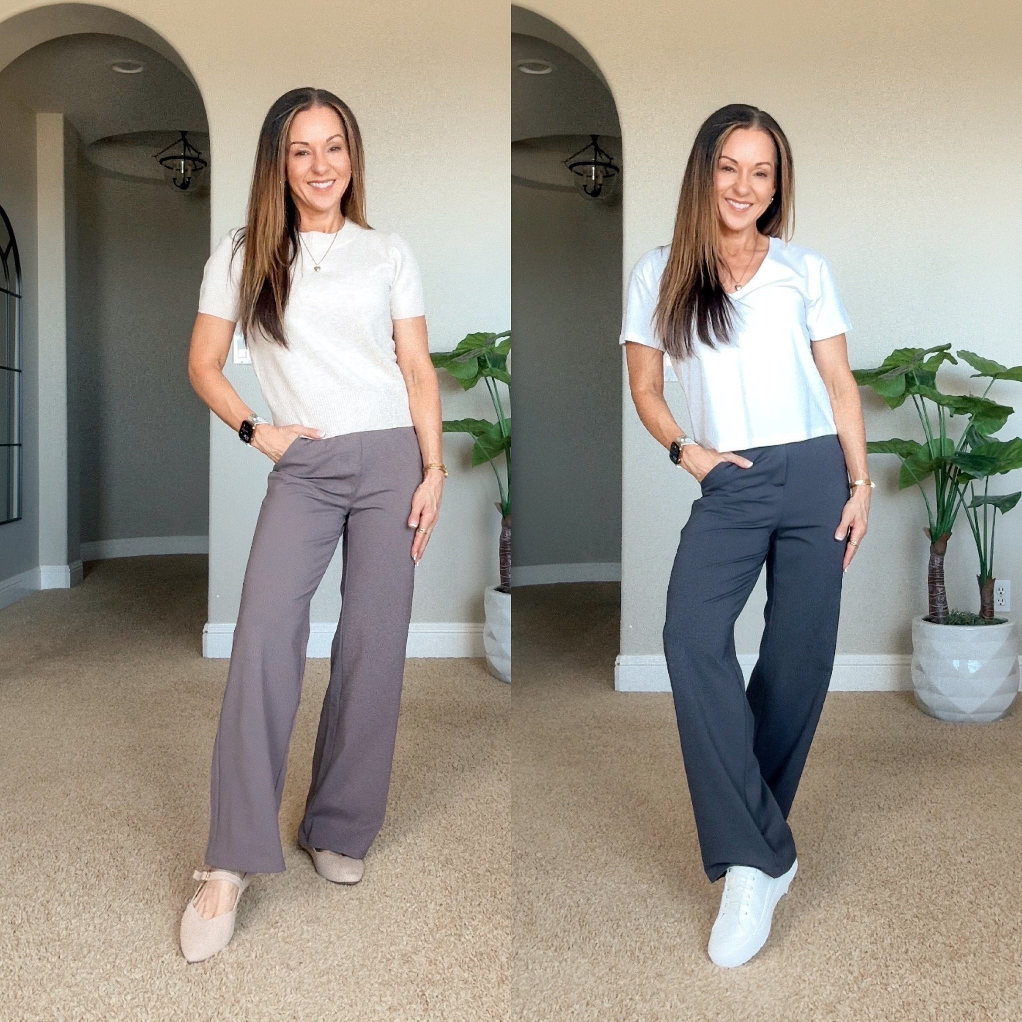 Yoga dress pants that feel comfortable enough for everyday but look like real trousers! 🤎 These come in FIVE length options, which is such a win for finding the right fit. Wear them with sneakers for casual days or flats and a sweater for the office.
yoga dress pants, work pants for women, comfortable work pants, petite dress pants, wide leg trousers, business casual outfits, stretchy work pants, fall workwear, office outfits, petite fashion, women over 40 fashion, EverydayHolly
#LTKOver40 #LTKPetite #LTKWorkwear