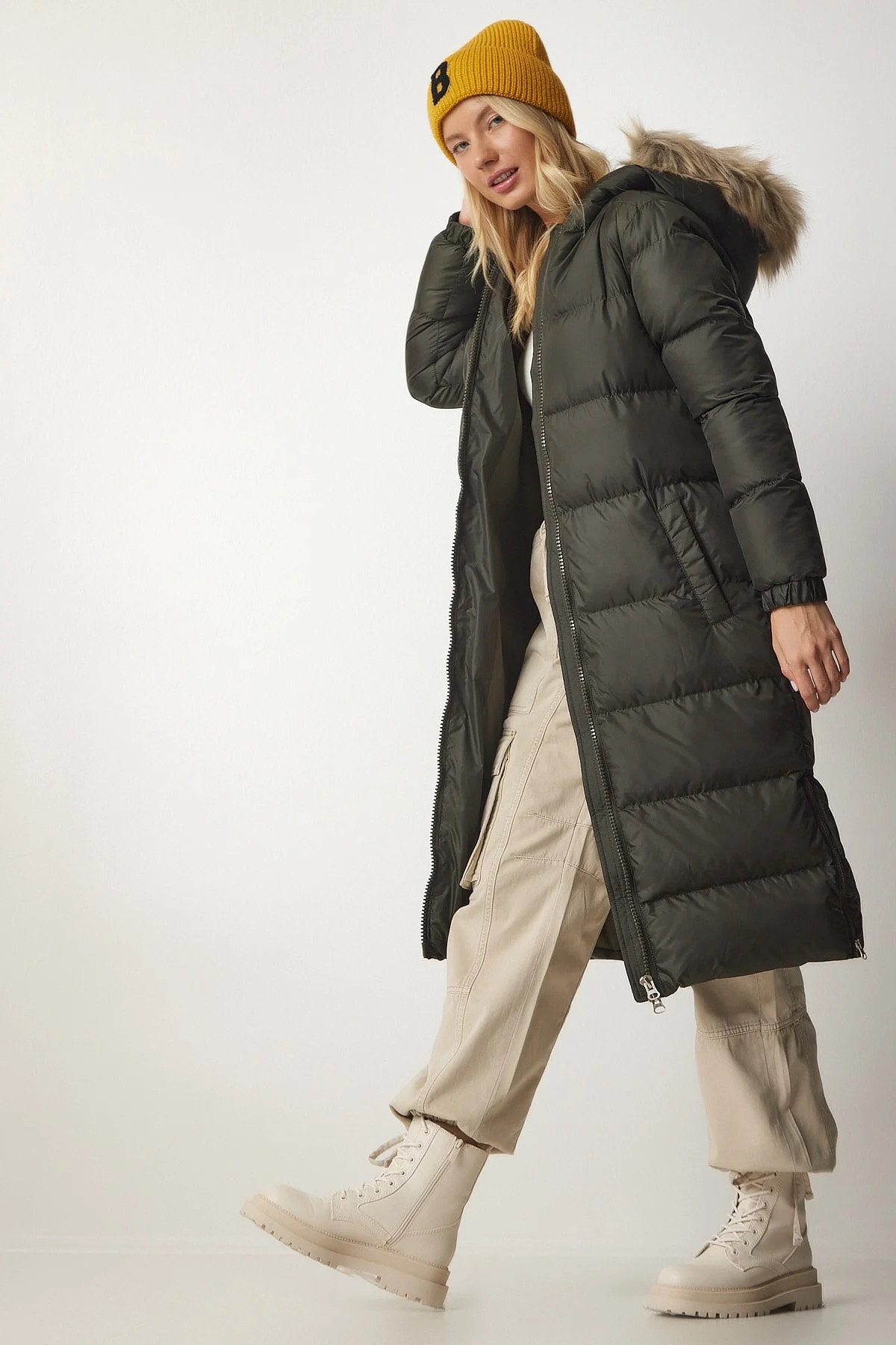 Happiness İstanbul Mantel - Khaki - Puffer | Trendyol DE