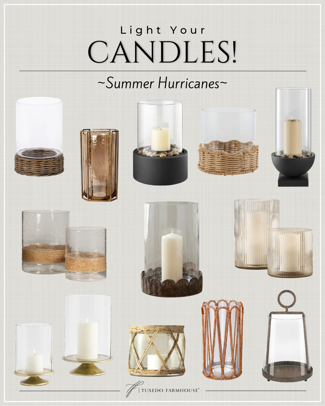 Soft lighting, summer nights, and all the cozy vibes ✨🕯️

These hurricane candle holders are the easiest way to elevate your space—indoors or out. From woven textures to glass + metal finishes, they add that warm, layered glow that makes everything feel instantly more inviting 🤍

Perfect for patios, coffee tables, or a simple centerpiece moment 🌿

#LTKhome #homedecor #cozyvibes #candles #amazonhome #summerdecor #neutralhome 

 