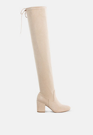 Womens Liama Minimal Drawstring Detail Knee-High Boots | Macy's