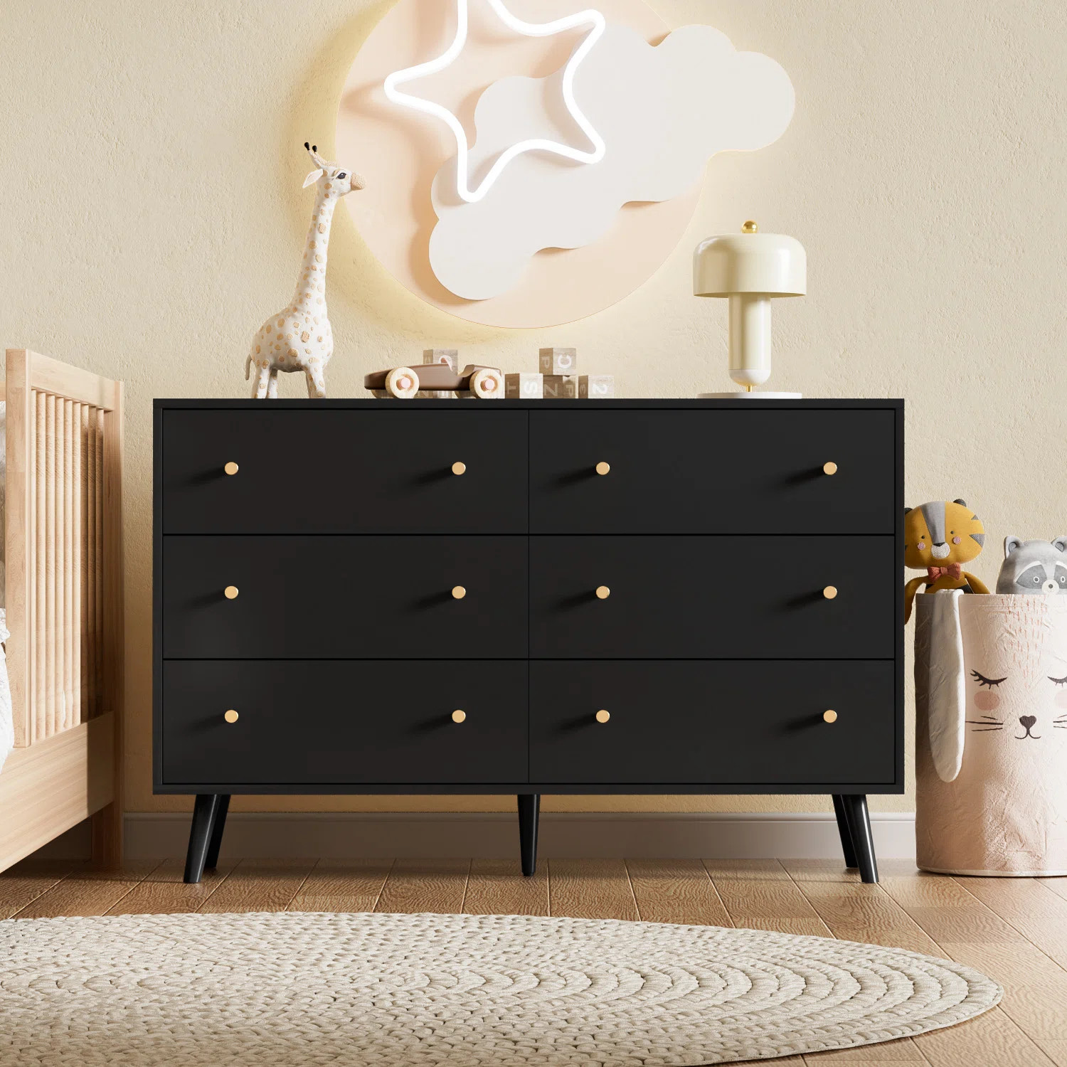George Oliver 6 Drawers Dresser for Bedroom, Modern TV Stand Storage Chest of Drawers for Living ... | Wayfair North America