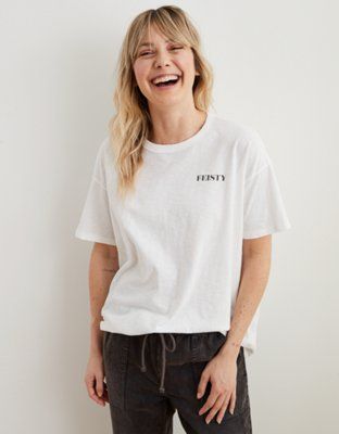 Aerie Boyfriend Distressed Oversized T-Shirt | American Eagle Outfitters (US & CA)