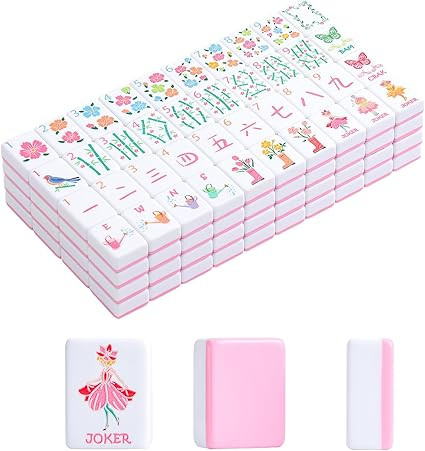 2026 American Mahjong Tile Set, 160 Pink Engraved Melamine Mahjong Tiles with Mahjong Tiles Bag a... | Amazon (US)