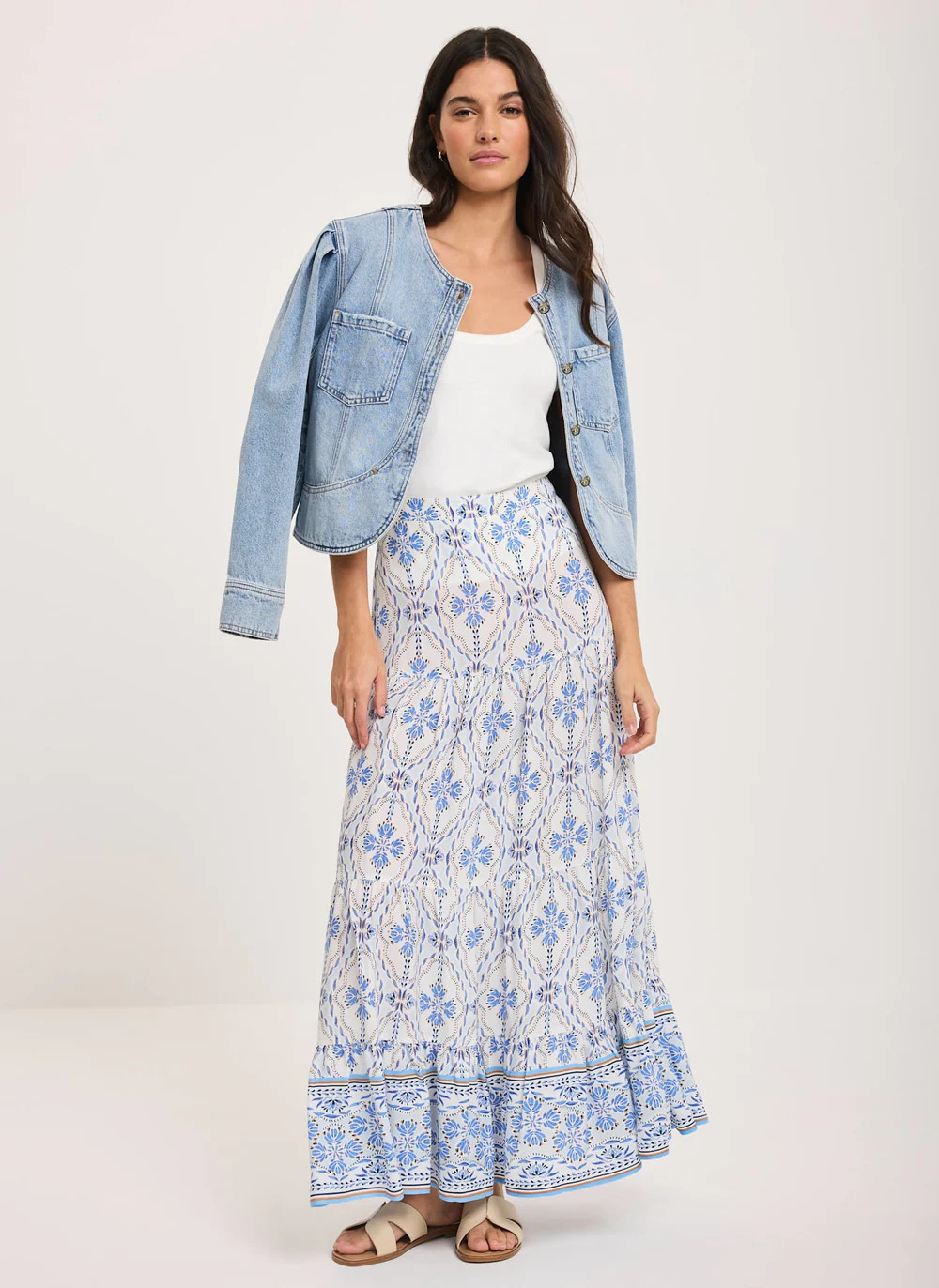 Blue Floral Print Maxi Skirt | Mint Velvet