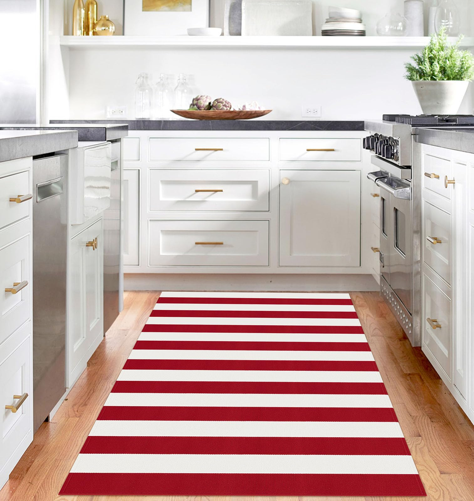 IOHOUZE Christmas Door mat 4x6 Ft Orange Red Striped Area Rug Washable Front Porch Rug Striped Do... | Amazon (US)