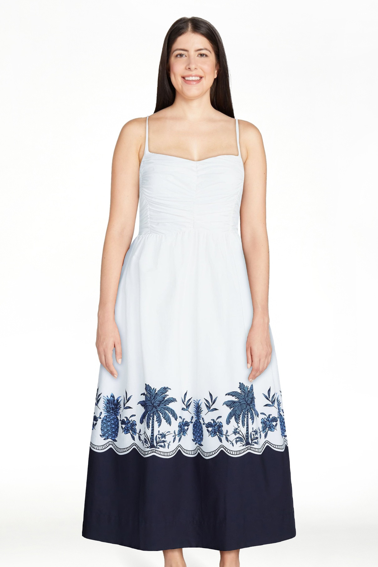 Free Assembly Women's and Women's Plus Sleeveless Ruched Cotton Midi Dress, Sizes XS-4X | Walmart (US)