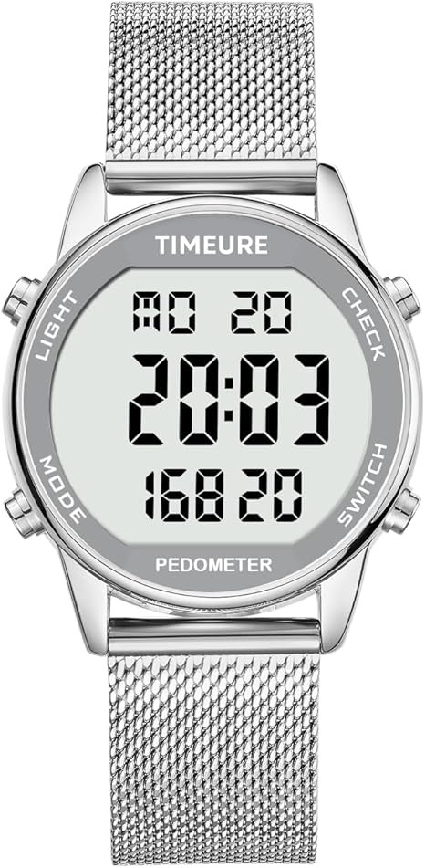 Women's Step Counter Pedometer Watch with Stainless Steel Bracelet, Stylish Design, No App, No Ch... | Amazon (US)