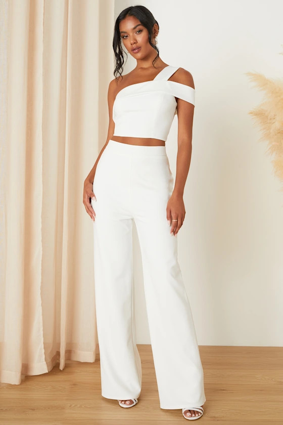 Bold and Ambitious White One-Shoulder Two-Piece Jumpsuit | Lulus (US)