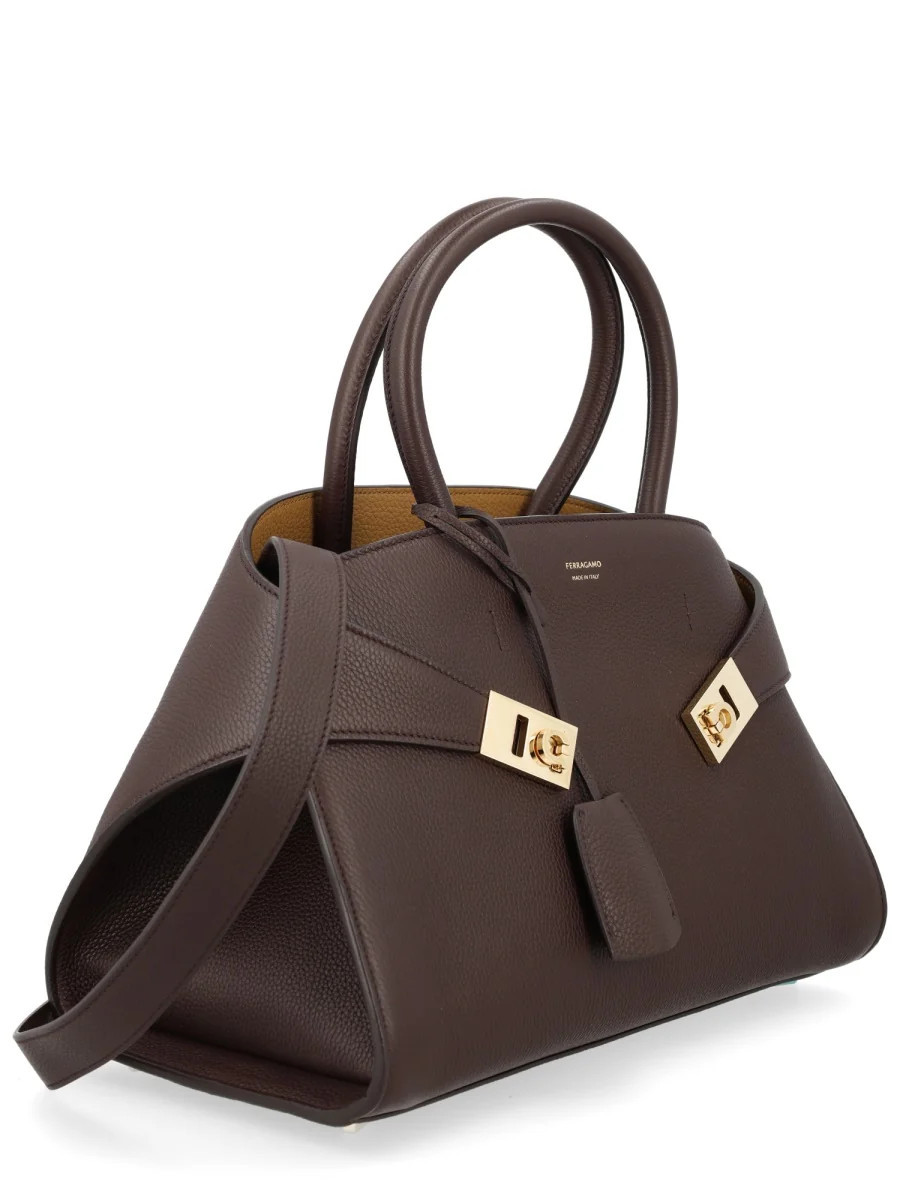 Ferragamo Hug Top Handle Bag — Dark Brown | Italist Inc.