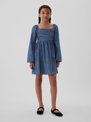 Kids Puff Sleeve Denim Dress | Gap (US)