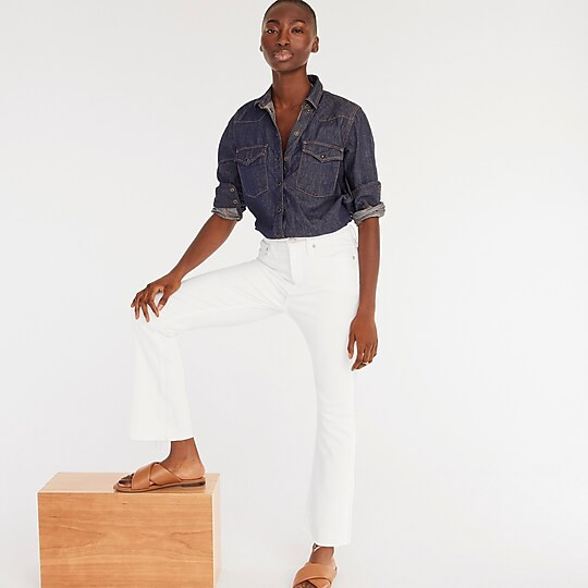 Tall 10" demi-boot crop jean in white | J. Crew US