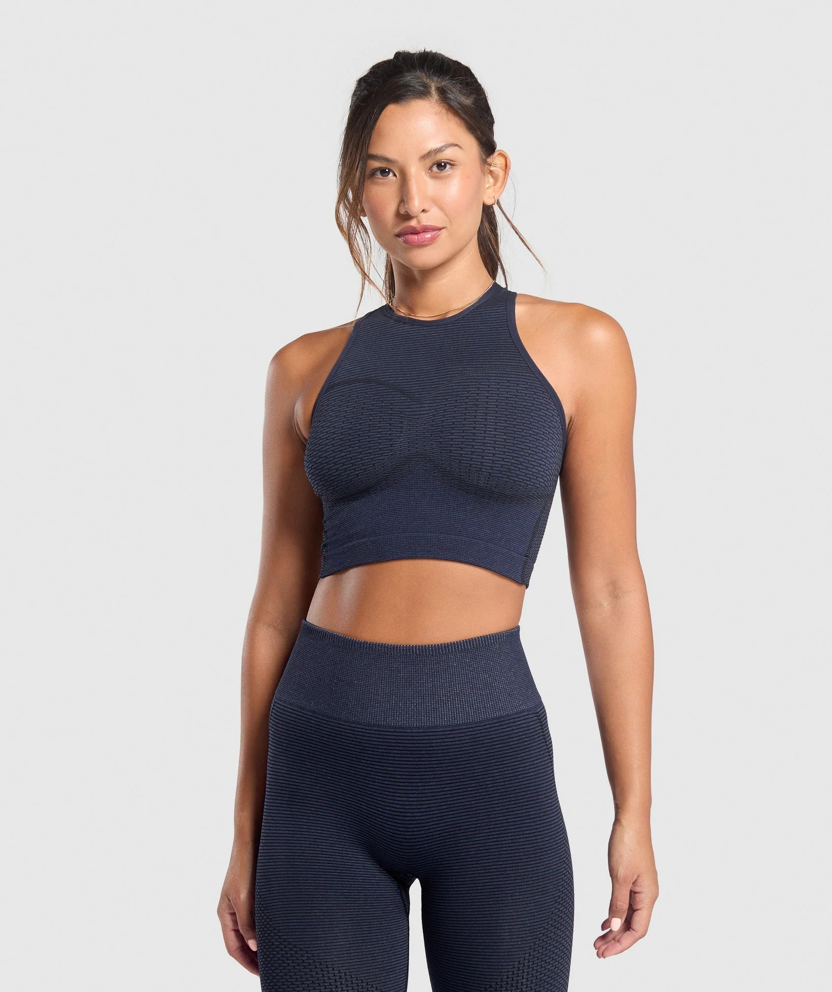 Gymshark Sport Seamless Cropped Tank - Heavy Blue/Iron Blue | Gymshark EU