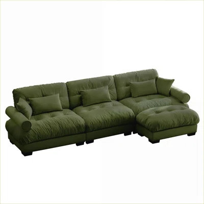 Sectional Sofas, Oversized Modular L-Shaped Cloud Couch for Living Room, with Movable Ottoman | Olive Green | Wayfair North America