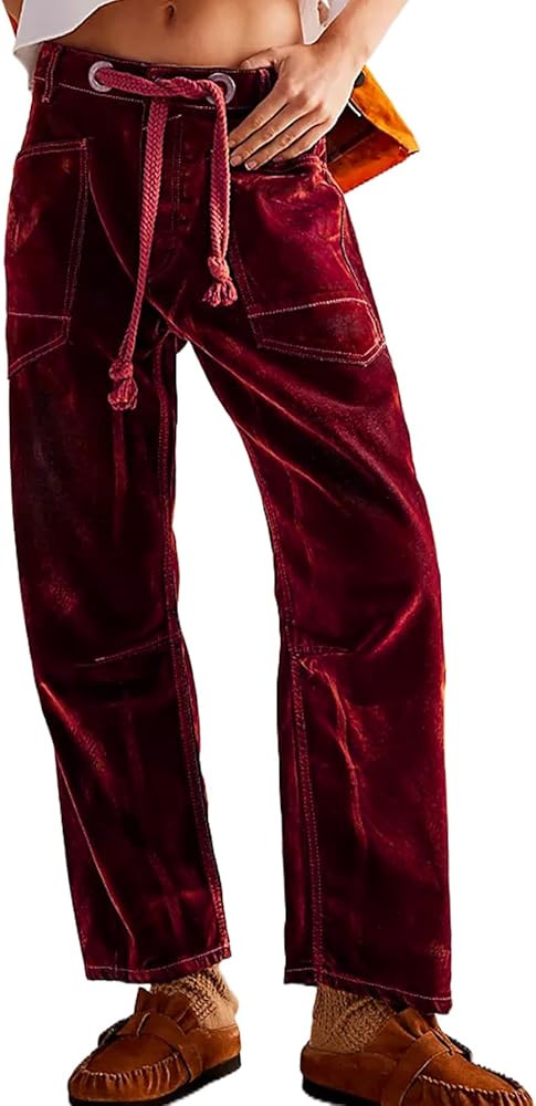 Kedera 2024 Fall Mid Rise Barrel Jeans for Women Drawstring Wide Leg Denim Pants Trousers Baggy B... | Amazon (US)