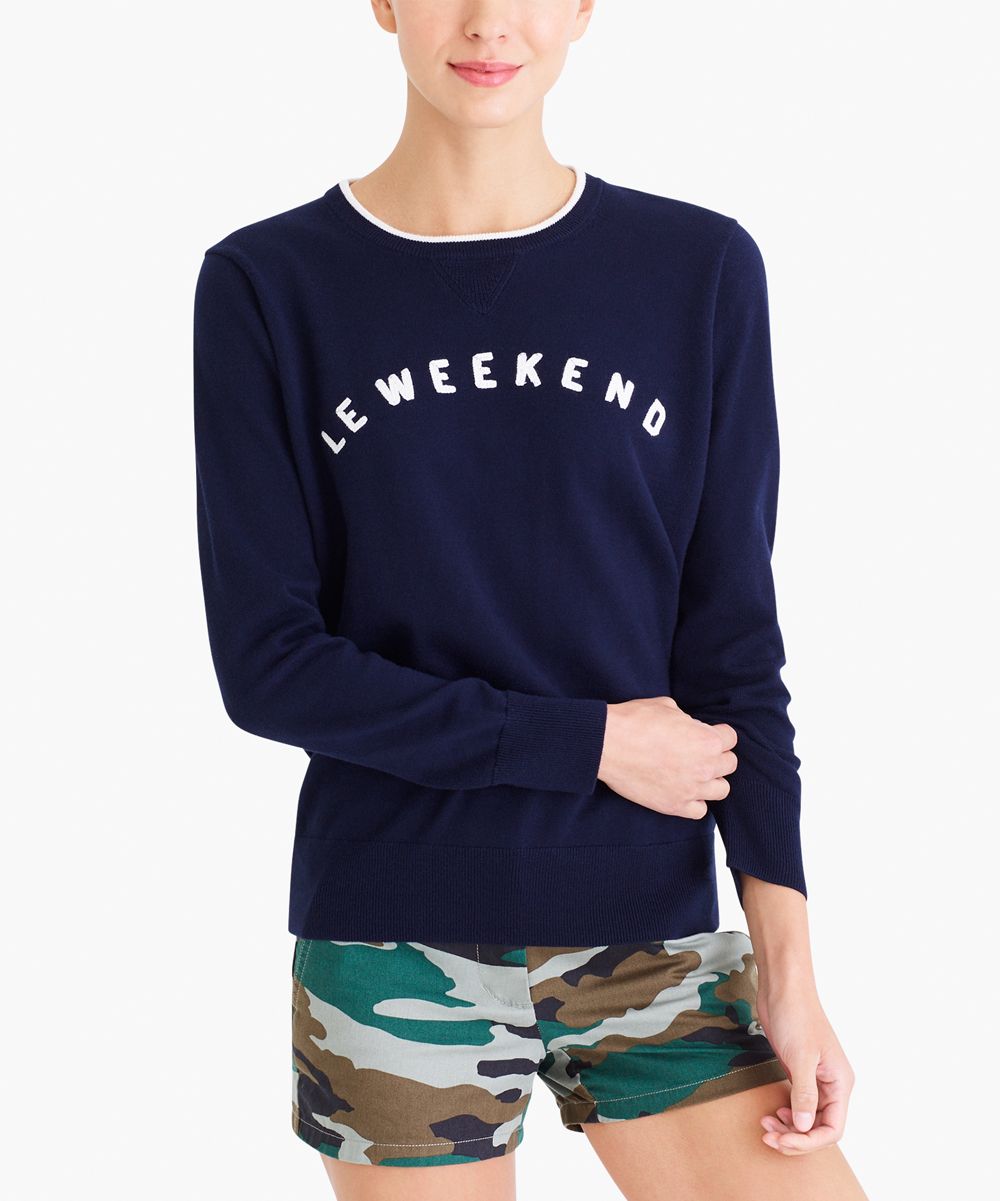 J.Crew Mercantile Women's Sweatshirts and Hoodies NAVY - Navy Marine Salt Mercantile Le Weekend Swea | Zulily