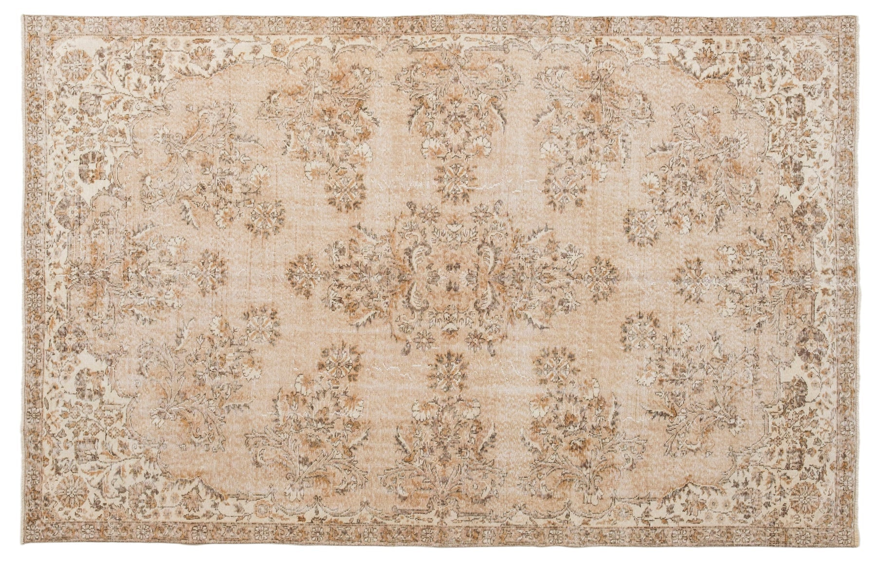 7' X 11' Vintage Distressed Rug, Brown - Walentin | Revival Rugs Inc