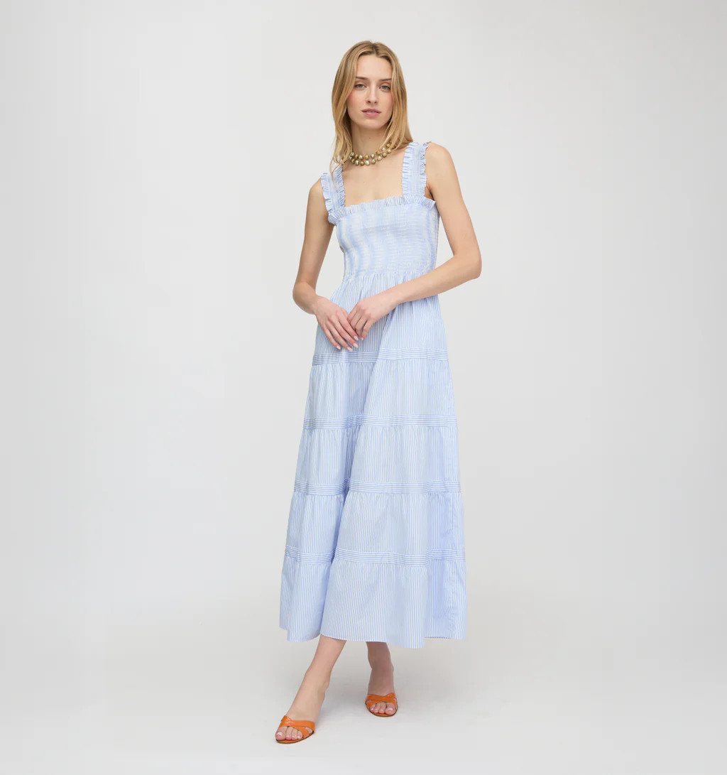 The Goldie Nap Dress - Blue/White Stripe | Hill House Home US