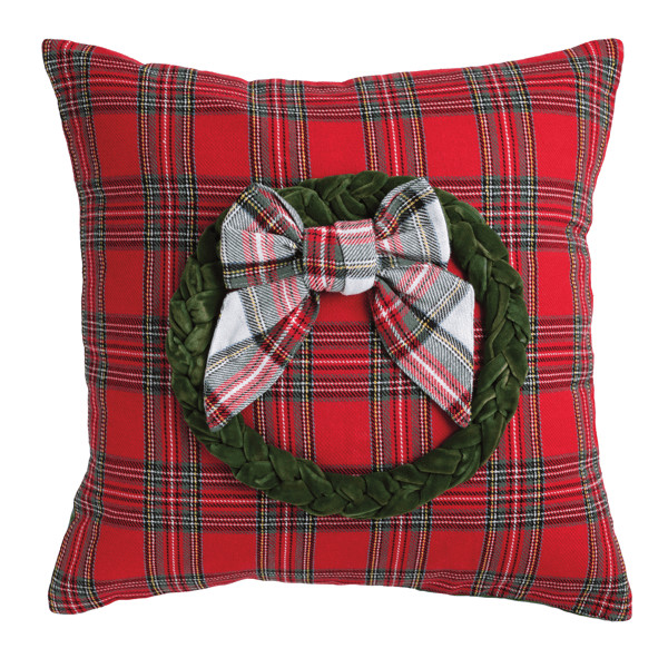 Square Velvet Tartan Pillow | Mud Pie