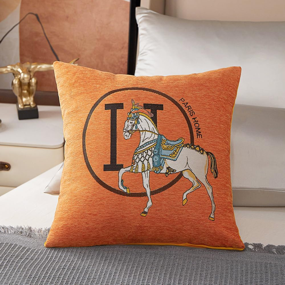 18x18'' inches Throw Pillow Cushion Covers Set Pack of 2 Pcs - Luxury Horse Embroidery Modern Sty... | Amazon (US)