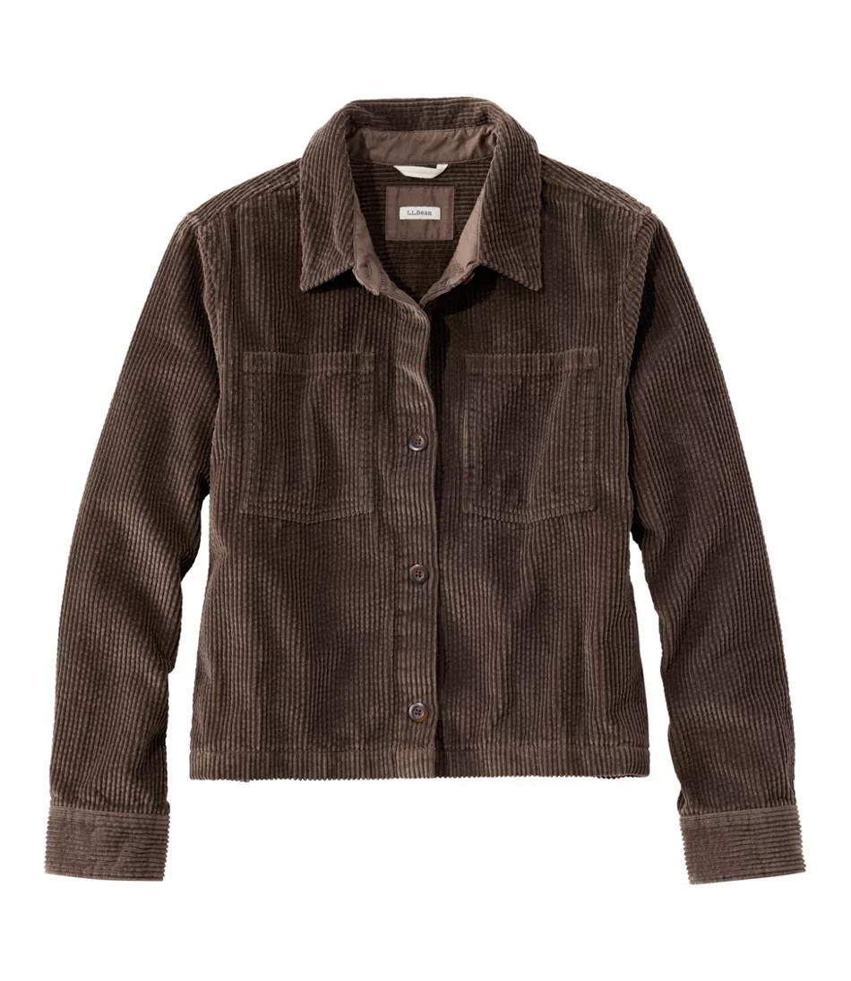 Women's Comfort Corduroy Cropped Shirt Dark Cinder Medium L. L.Bean | L.L. Bean