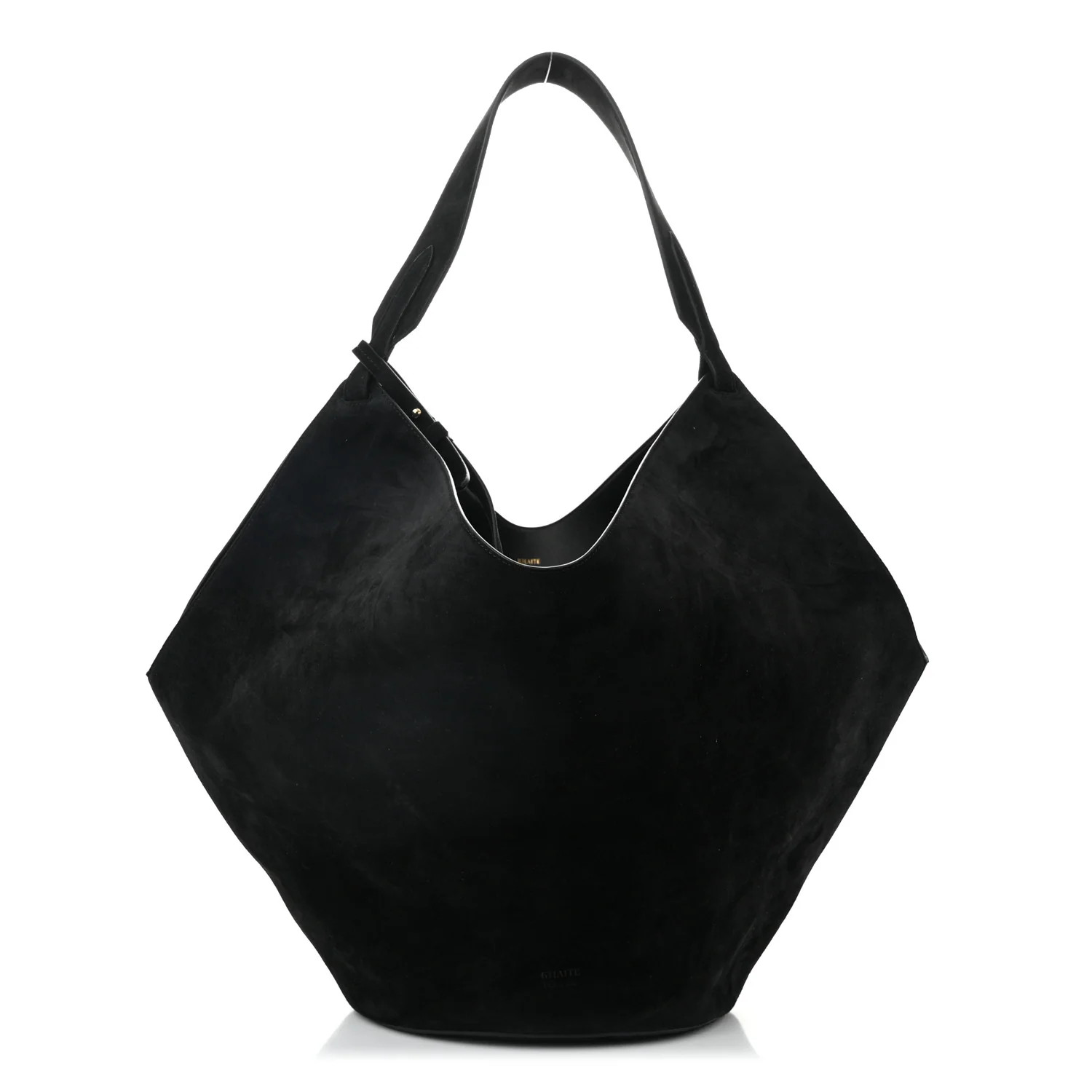 Khaite Suede Calfskin Medium Lotus Tote Black 1729502 | FASHIONPHILE (US)