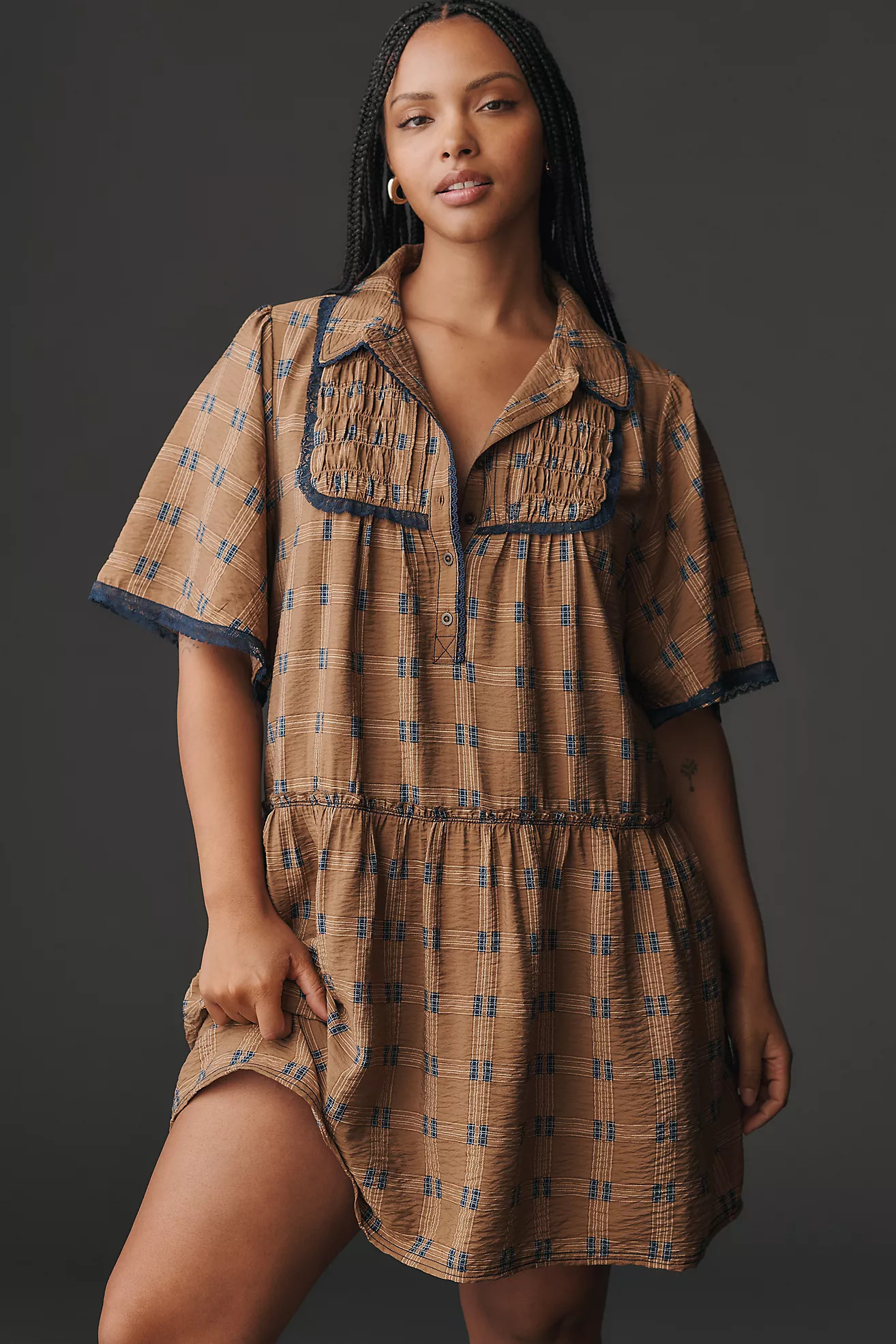 Pilcro Short-Sleeve Tunic Shirt Dress | Anthropologie (US)