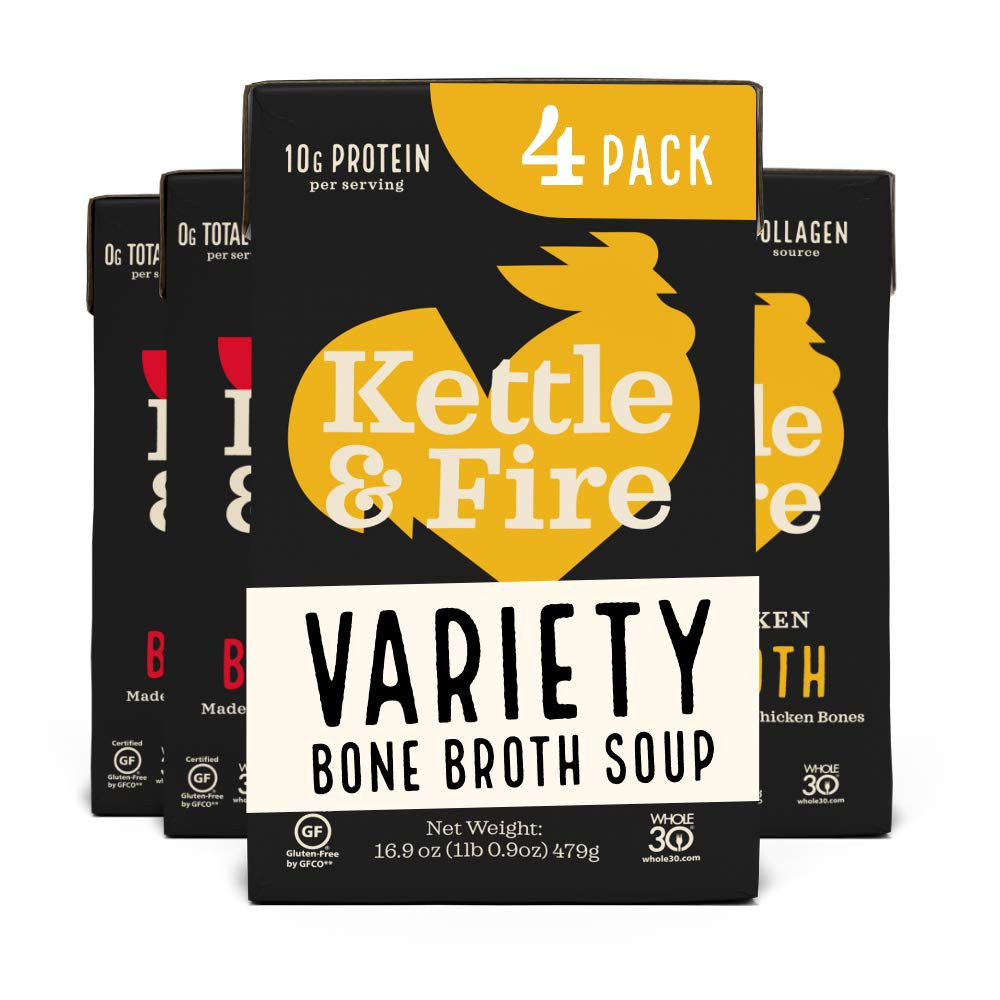 Kettle and Fire Classic Beef and Classic Chicken Beef Bone Broth Variety Pack, Keto, Paleo, and W... | Amazon (US)