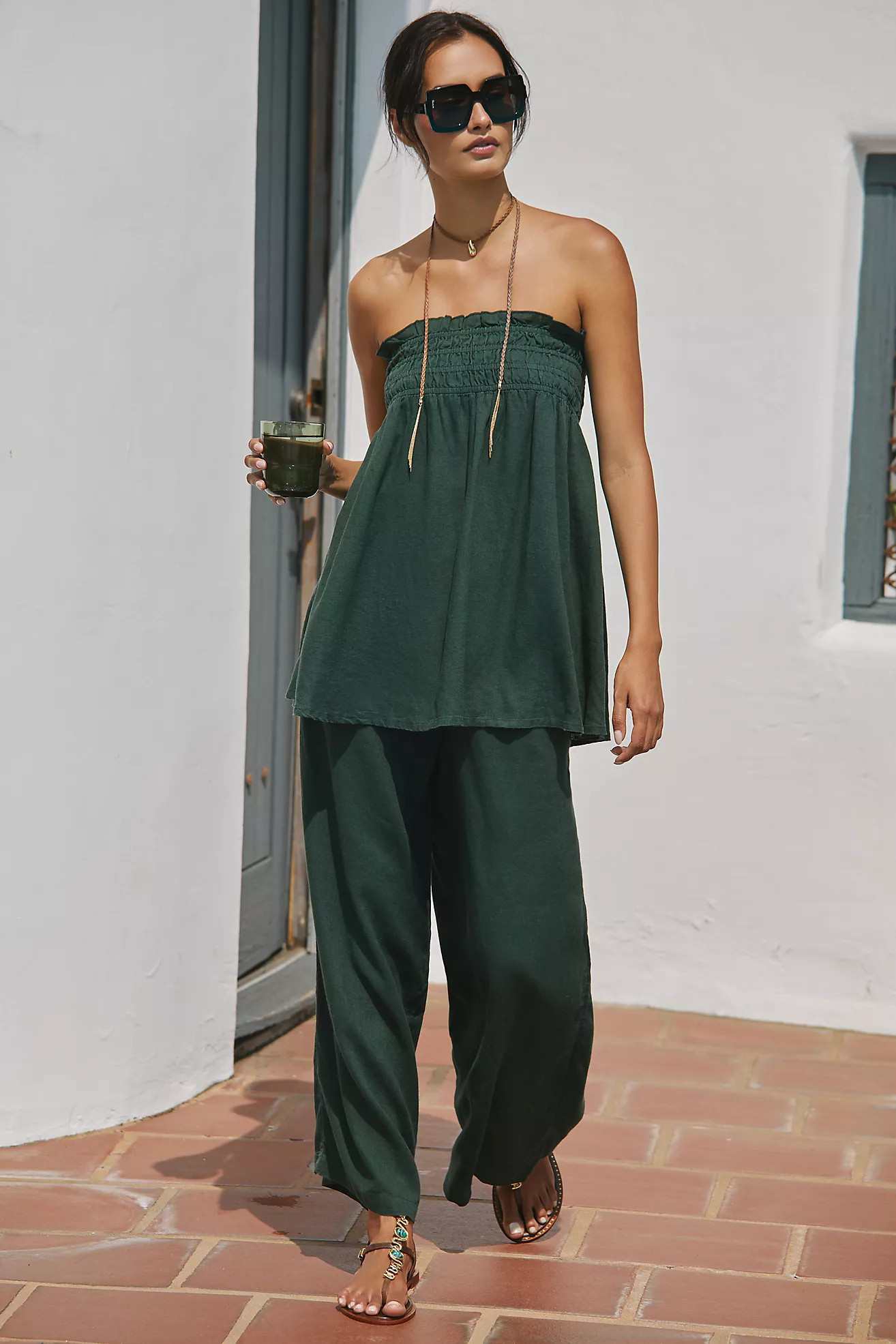Aubrey Smocked Linen Pants | Anthropologie (US)