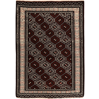 3' 10'' x 2' 8'' Turkmen Authentic Persian Hand Knotted Area Rug - 110137 | Los Angeles Home of rugs
